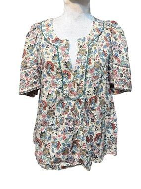 POMANDER PLACE Cream Chintz Finley Flutter Sleeve Top